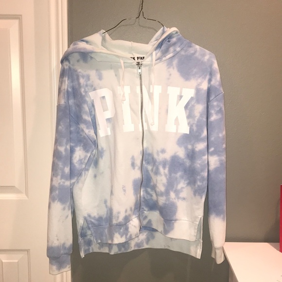 blue tie dye zip hoodie